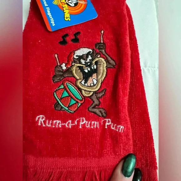 Vintage 2001 Tasmanian Devil Christmas Hand Towels NWT Cartoon Network Looney - Picture 2 of 7